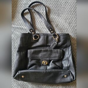 Vintage Coach Black Bucket Bag With Silver Hardware